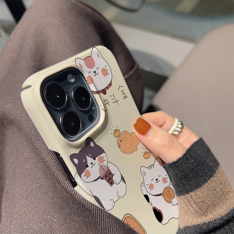 Ốp Điện Thoại Cứng Chống Sốc Hình Mèo May Mắn Cho iphone 14 pro Max 11 13 12 7Plus 8 X XS Max