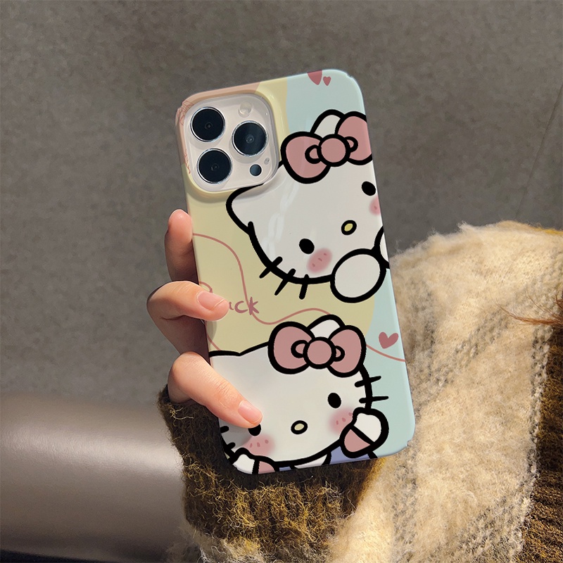 Ốp Điện Thoại Cứng Chống Sốc In Hình Mèo Hello Kitty Cho iphone 14 pro Max 11 13 12 7Plus 8 X XS Max