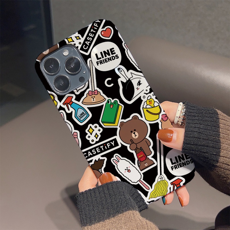 Ốp Điện Thoại Cứng Hình Gấu Nâu Thời Trang Chống Sốc Cho iphone 14 pro Max 11 13 12 7Plus 8 X XS Max