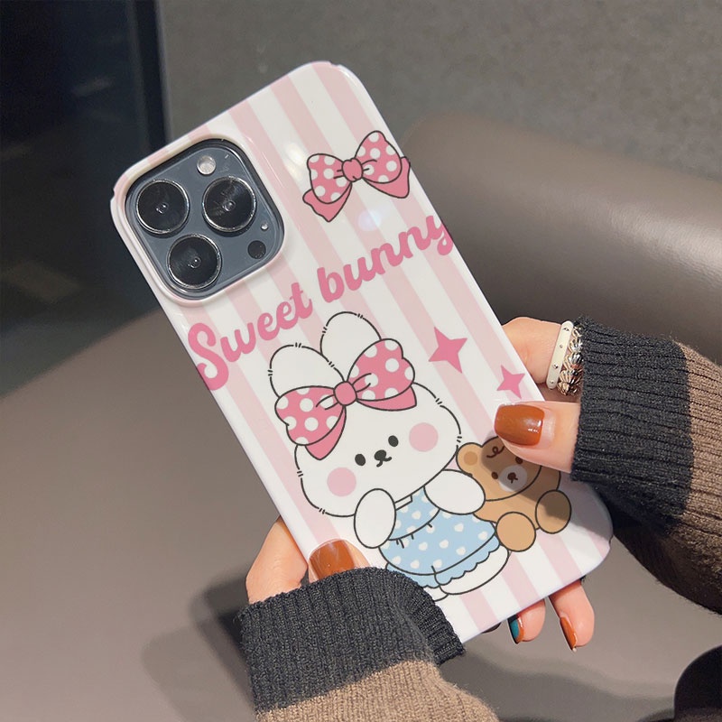 Ốp Điện Thoại Cứng Chống Sốc Hình Thỏ Và Gấu Cho iphone 14promax 11 13 12 7Plus 8 X XS Max