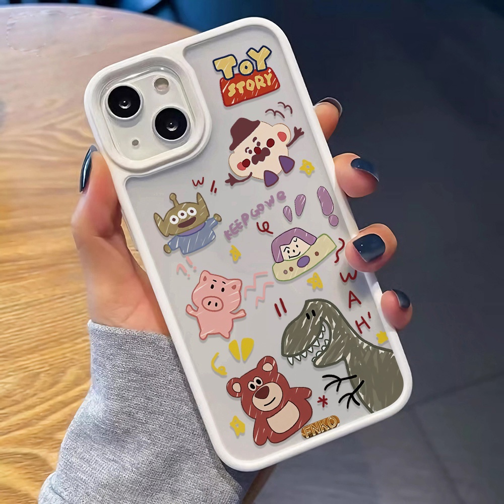 Ốp Điện Thoại Nhựa Acrylic Cứng Trong Suốt Hình Khủng Long Lotso Đáng Yêu Cho iphone 14 pro Max 11 13 12 7Plus 8 X XS Max