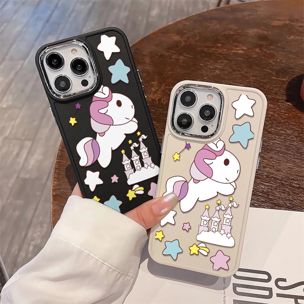 Ốp Điện Thoại Silicone Khung Kim Loại In Hình Kỳ Lân Cho iphone 14ProMax 11 13 12 7Plus 8 X XS Max