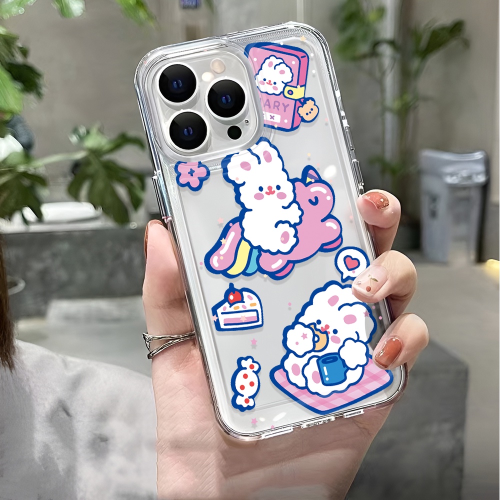 Ốp Điện Thoại Trong Suốt Hình Thỏ Kỳ Lân Cho iphone 14 pro max 11 13 12 7 8 Plus X XR XSMax