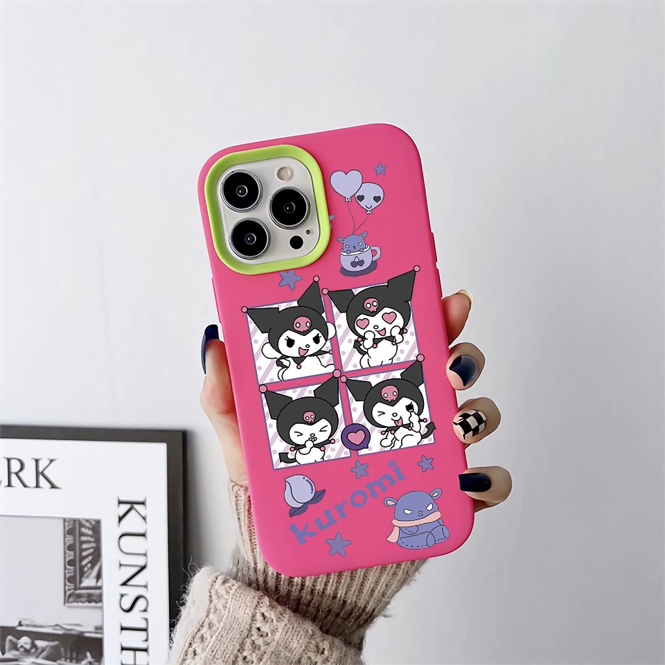 Ốp Điện Thoại silicon Dẻo 3 Trong 1 Hình kuromi Cho iPhone 14Promax 13 12 11 7Plus X XR 7 8 Hộp Đựng Đồ Dùng Cao Cấp Tiện Dụng