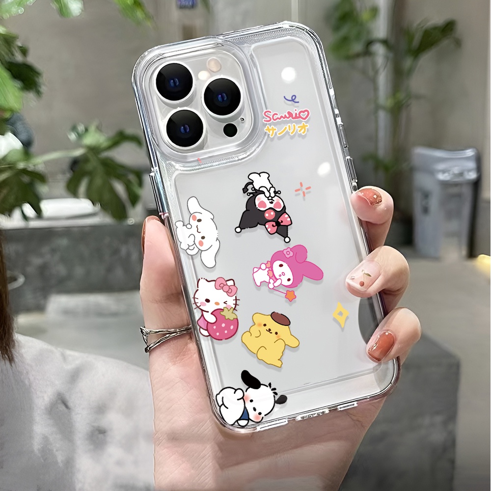 Ốp Điện Thoại Trong Suốt Họa Tiết Hoạt Hình Hello Kitty Kuromi Cho iphone 14 pro max 11 13 12 7 8 Plus X XR XSMax