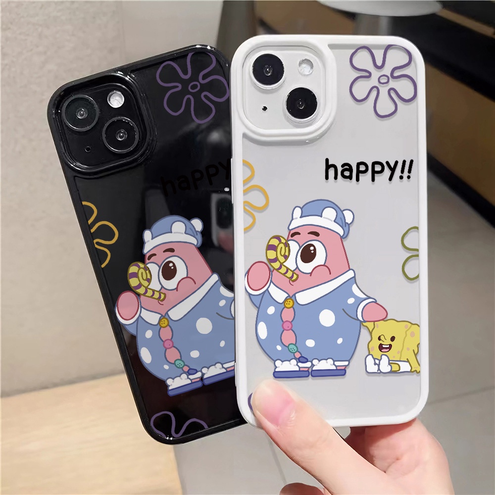 Ốp Điện Thoại Nhựa Acrylic Cứng Trong Suốt Hình SpongeBob Cho iphone 14 pro Max 11 13 12 7Plus 8 X XS Max