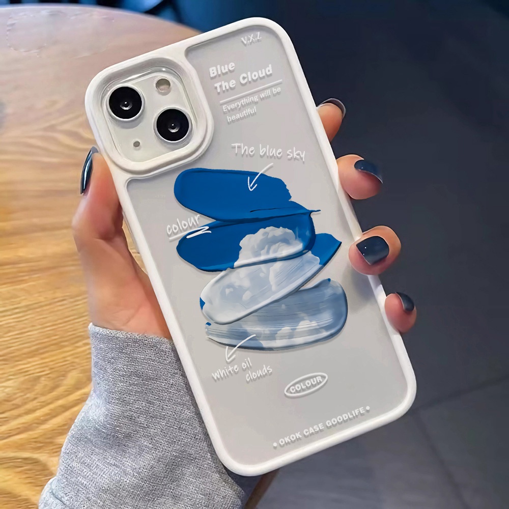 Ốp Điện Thoại Acrylic Cứng Trong Suốt Màu Xanh Dương Cho iphone 14 pro Max 11 13 12 7Plus 8 X XS Max