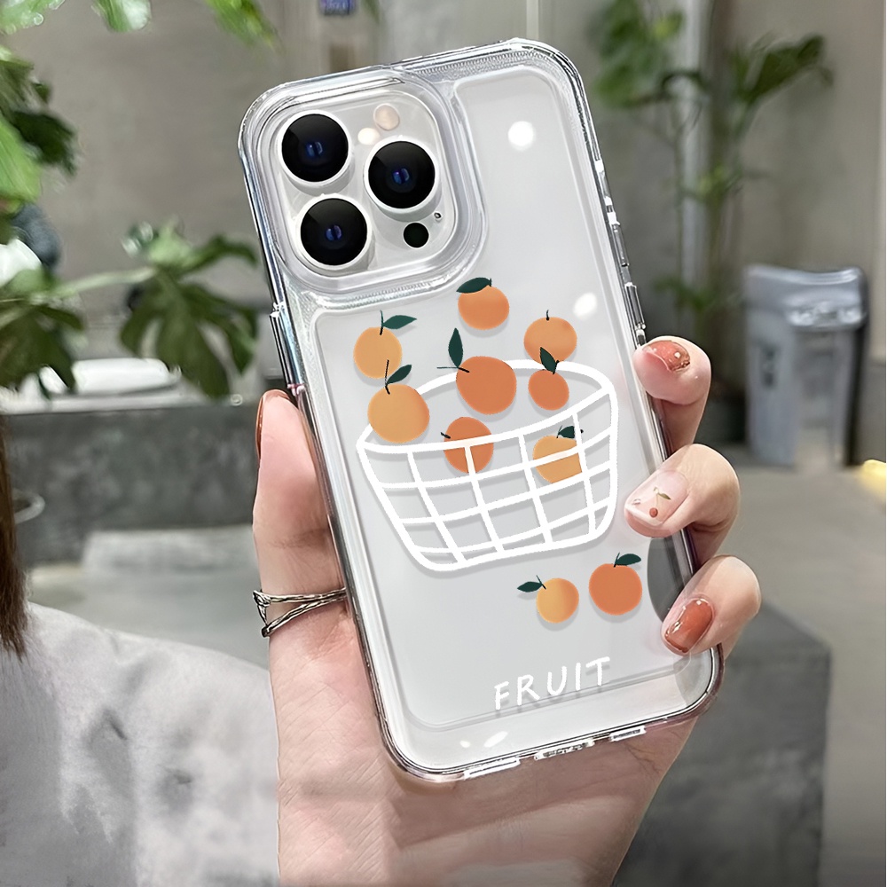 Ốp Điện Thoại Trong Suốt In Hình Quả Cam Cho iphone 14 pro max 11 13 12 7 8 Plus X XR XSMax