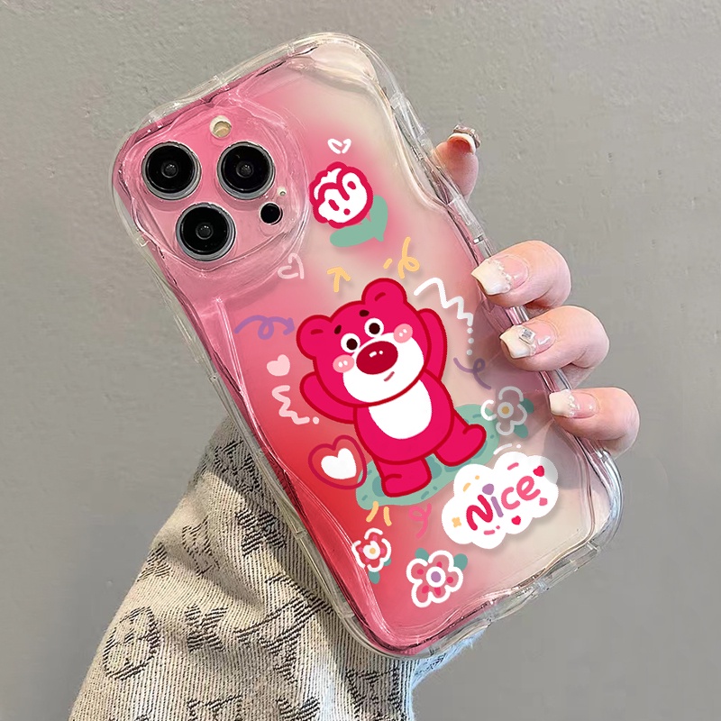 Ốp Điện Thoại Mềm Trong Suốt Họa Tiết Lotso Màu Hồng Cho iphone 14 pro Max 11 13 12 7Plus 8 X XS Max