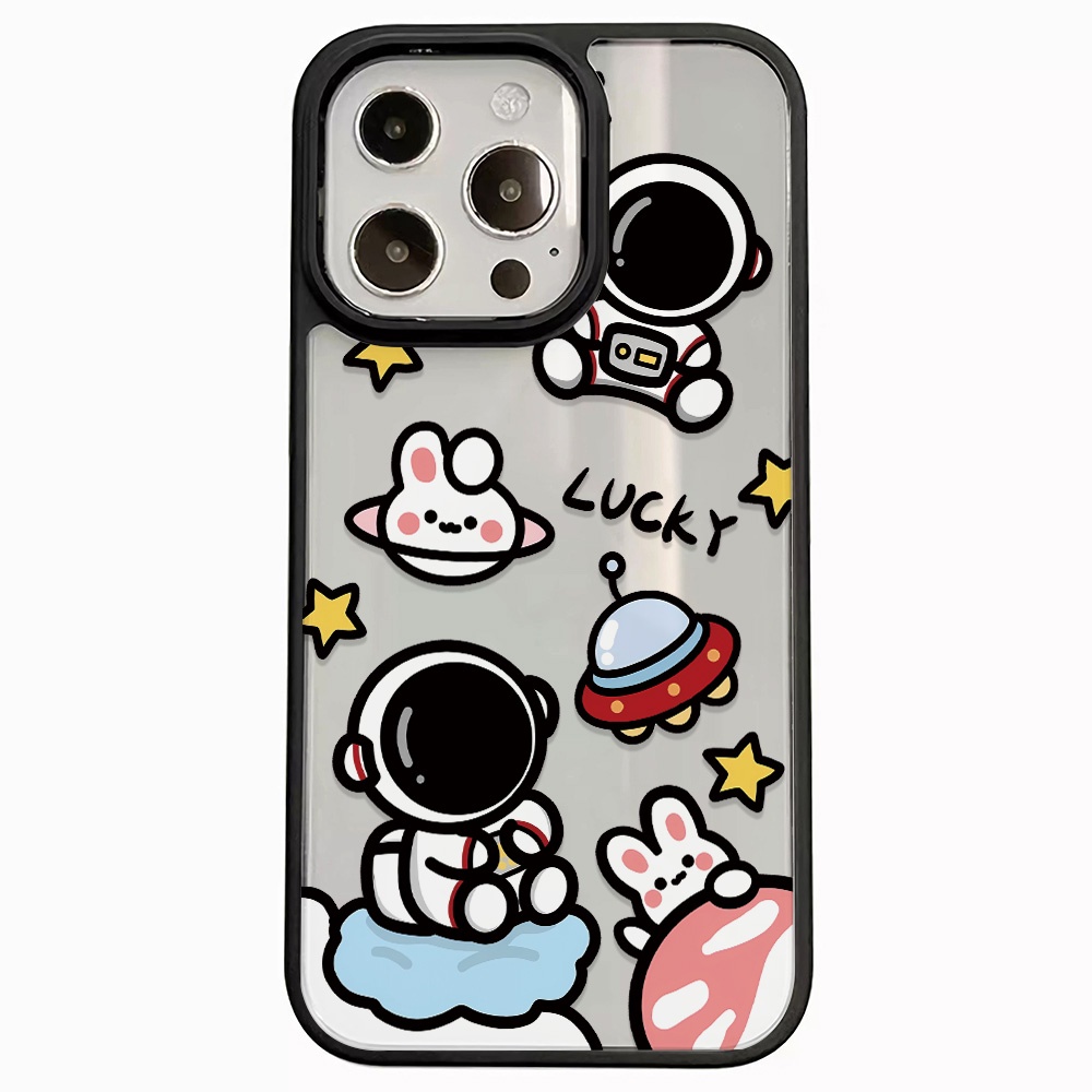 Ốp Điện Thoại Nhựa Acrylic Cứng Trong Suốt Hình Thỏ Phi Hành Gia Cho iphone 14 pro Max 11 13 12 7Plus 8 X XS Max