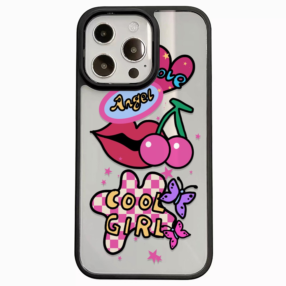 Ốp Điện Thoại Nhựa Acrylic Cứng Trong Suốt Hình Môi cherry Cho iphone 14 pro Max 11 13 12 7Plus 8 X XS Max