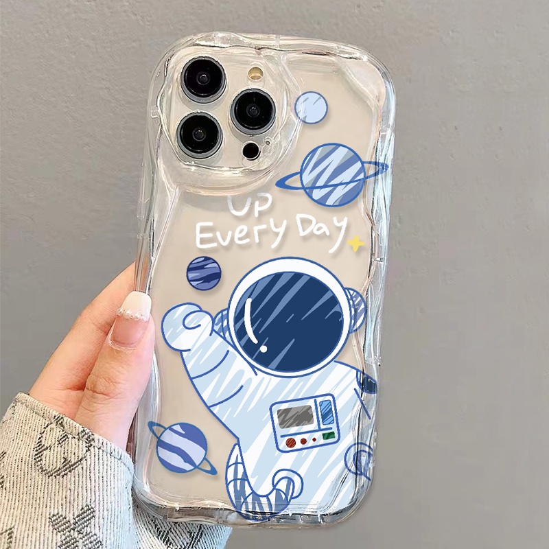 Ốp Điện Thoại Dẻo Trong Suốt Họa Tiết Phi Hành Gia Dễ Thương Cho iphone 14 pro Max 11 13 12 7Plus 8 X XS Max