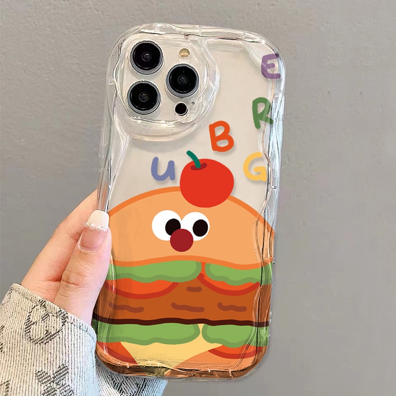 Ốp Điện Thoại Dẻo Trong Suốt Họa Tiết Bánh Burger Cam Độc Đáo Cho iphone 14 pro Max 11 13 12 7Plus 8 X XS Max