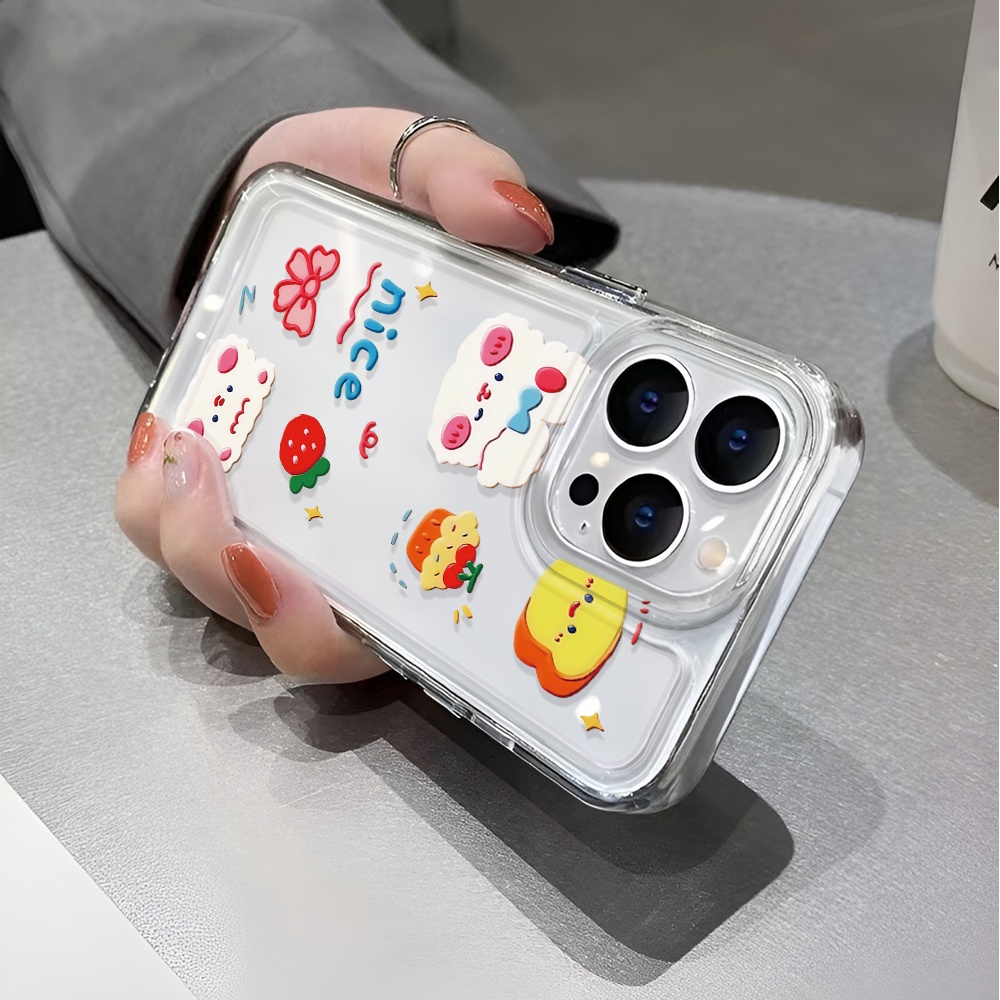 Ốp Điện Thoại Trong Suốt In Hình Thỏ Dâu Tây Cho iphone 14 pro max 11 13 12 7 8 Plus X XR XSMax