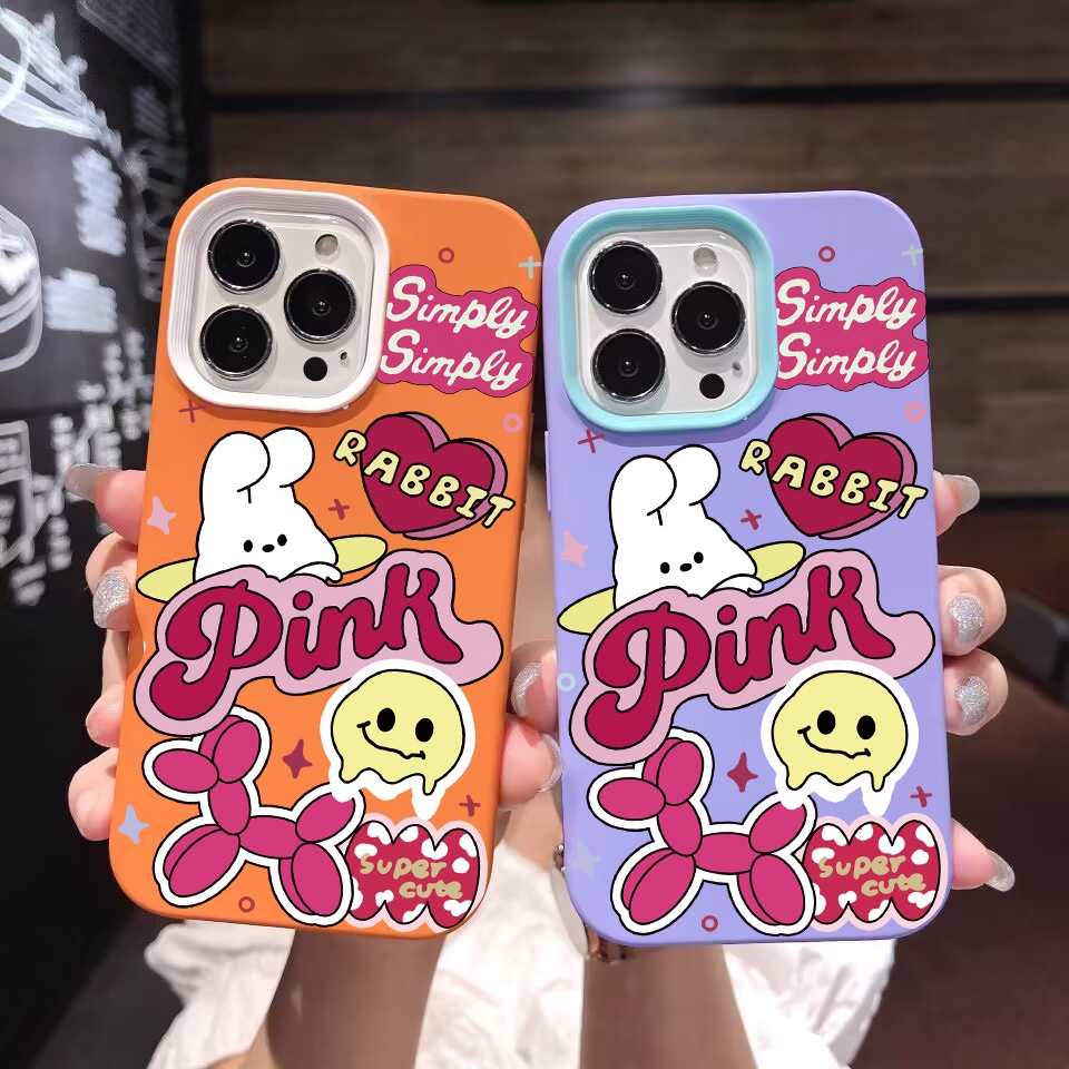 Ốp Điện Thoại silicon Dẻo Hình Thỏ Mặt Cười 3 Trong 1 Cho iPhone 14Promax 13 12 11 7Plus X XR