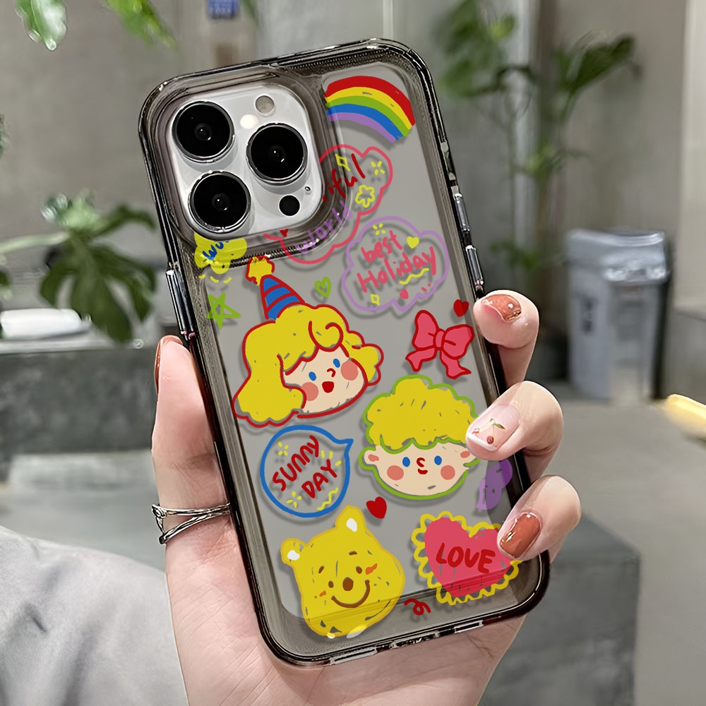 Ốp Điện Thoại Trong Suốt In Hình Gấu / Bé Gái Cho iphone 14 pro max 11 13 12 7 8 Plus X XR XSMax