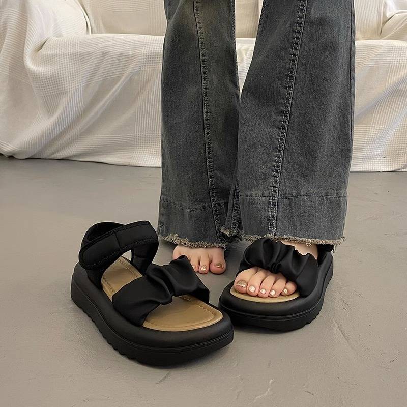 Dép Sandal Đế Dày Đính Đá Thời Trang Mùa Hè Cho Nữ