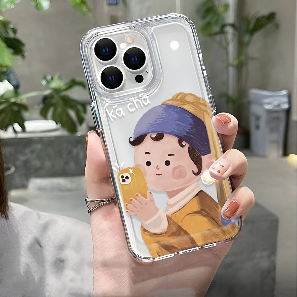Ốp Điện Thoại Trong Suốt In Hình Cô Gái Hoạt Hình Cho iphone 14 pro max 11 13 12 7 8 Plus X XR XSMax