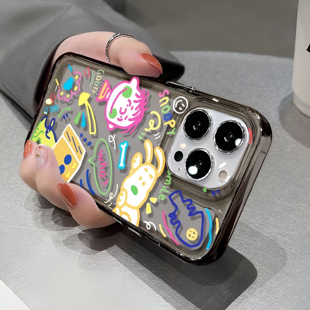 Ốp Điện Thoại Trong Suốt Họa Tiết Hoạt Hình Snoopy Doodle Cho iphone 14 pro max 11 13 12 7 8 Plus X XR XSMax