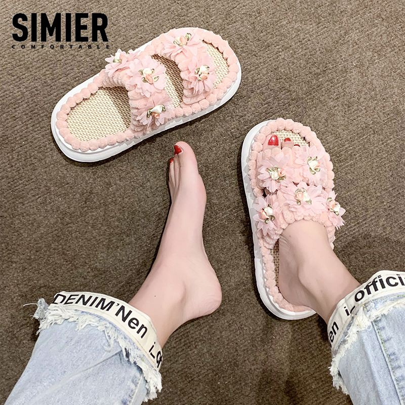 [Hàng Có Sẵn Giao Hàng Nhanh] Dép Sandal Đế Dày Đính Hoa Thời Trang Mùa Hè 2023 Phong Cách Mới Cho Nữ