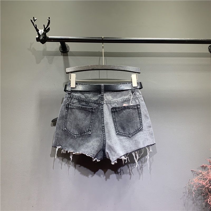 [Hàng Có Sẵn Giao Hàng Nhanh] Quần Short Denim Rách Dáng Chữ A Lưng Cao Ống Rộng Mùa Hè Dễ Phối Đồ Cho Nữ