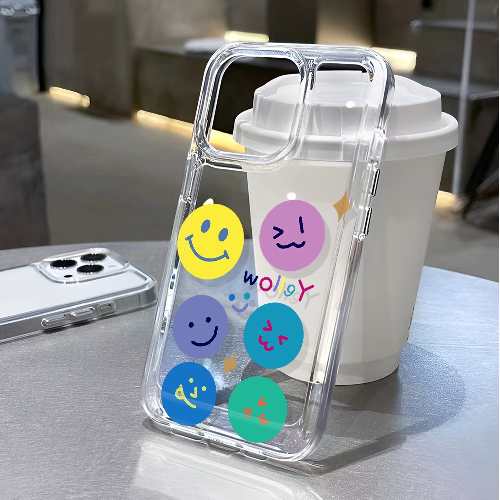 Ốp Điện Thoại Trong Suốt Chống Sốc In Hình Mặt Cười Cho iphone 14 pro max 11 13 12 7 8 Plus X XR XSMax