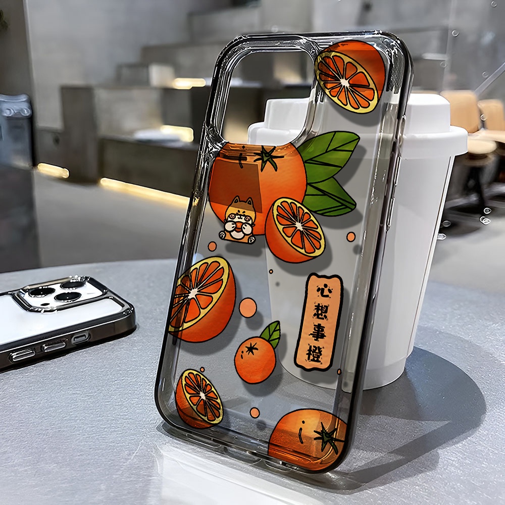 Ốp Điện Thoại Trong Suốt Họa Tiết Trái Cam Chống Sốc Cho iphone 14 pro max 11 13 12 7 8 Plus X XR XSMax