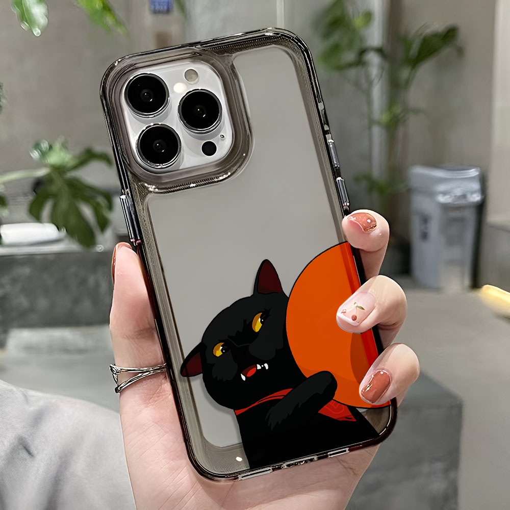 Ốp Điện Thoại Trong Suốt Chống Sốc In Hình Mèo Và Quả Cam Cho iphone 14 pro max 11 13 12 7 8 Plus X XR XSMax