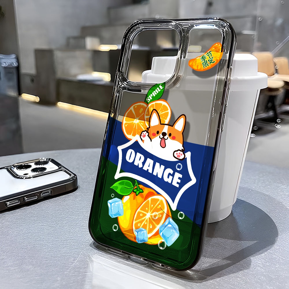Ốp Điện Thoại Trong Suốt Chống Sốc In Hình Mèo Và Quả Cam Cho iphone 14 pro max 11 13 12 7 8 Plus X XR XSMax