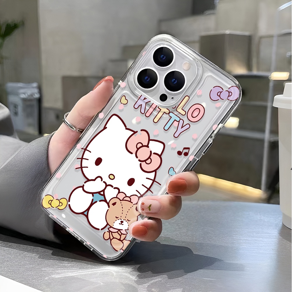 Ốp Điện Thoại Trong Suốt Chống Sốc In Hình Gấu Hello Kitty Cho iphone 14 pro max 11 13 12 7 8 Plus X XR XSMax