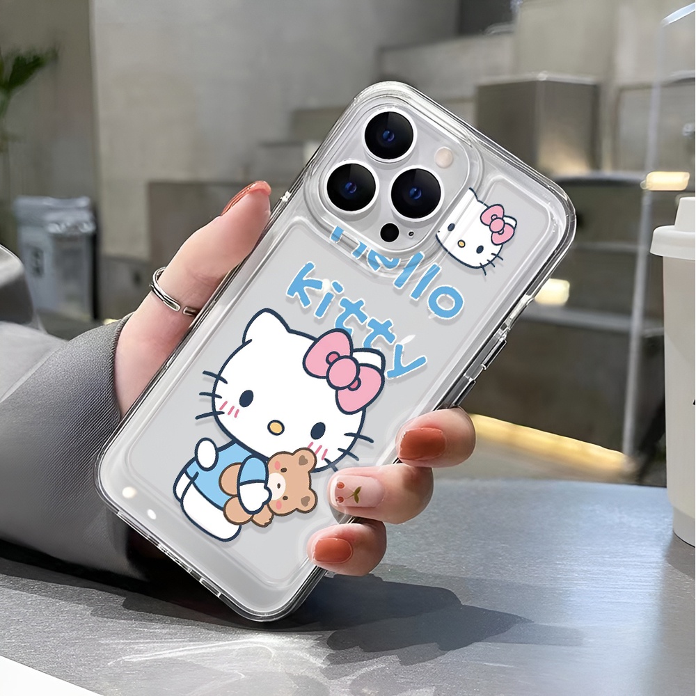 Ốp Điện Thoại Trong Suốt In Hoạt Hình Hello Kitty Gấu Cho iphone 14 pro max 11 13 12 7 8 Plus X XR XSMax