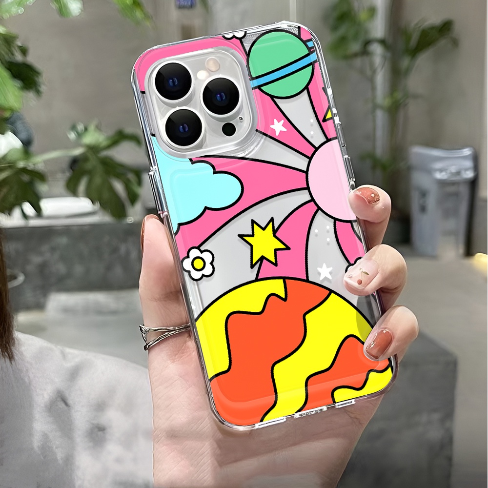 Ốp Điện Thoại Trong Suốt In Hình Mặt Trăng / Mặt Trời Chống Sốc Cho iphone 14 pro max 11 13 12 7 8 Plus X XR XSMax