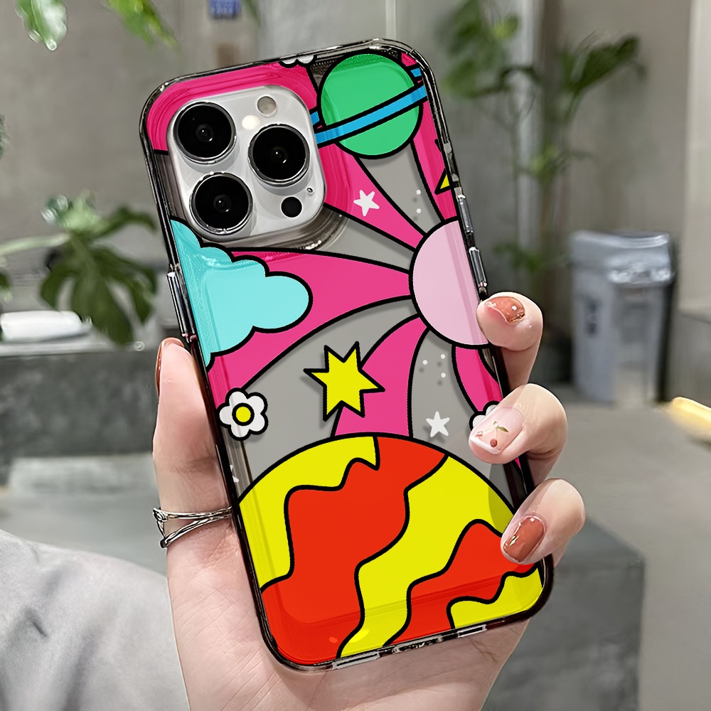 Ốp Điện Thoại Trong Suốt In Hình Mặt Trăng / Mặt Trời Chống Sốc Cho iphone 14 pro max 11 13 12 7 8 Plus X XR XSMax