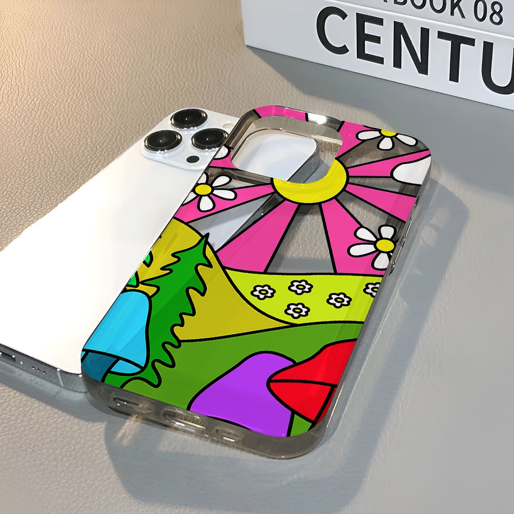 Ốp Điện Thoại Trong Suốt Chống Sốc In Hình Núi Và Mặt Trời Cho iphone 14 pro max 11 13 12 7 8 Plus X XR XSMax