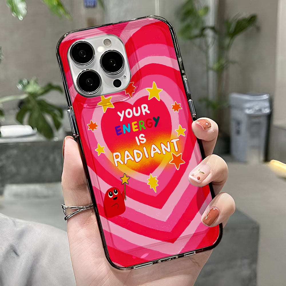 Ốp Điện Thoại Trong Suốt Họa Tiết Trái Tim Đỏ Thời Trang Chống Sốc Cho iphone 14 pro max 11 13 12 7 8 Plus X XR XSMax