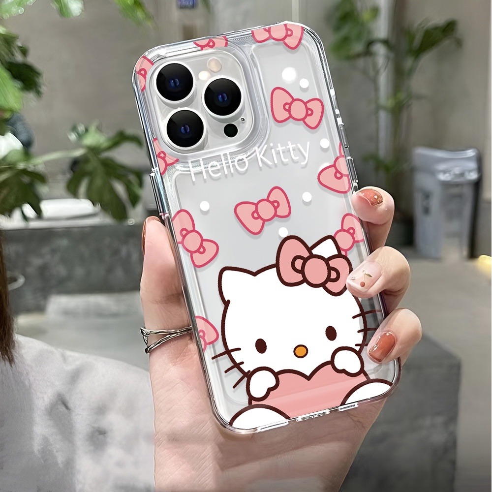Ốp Điện Thoại Trong Suốt Họa Tiết Hello Kitty Dễ Thương Chống Sốc Cho iphone 14 pro max 11 13 12 7 8 Plus X XR XSMax
