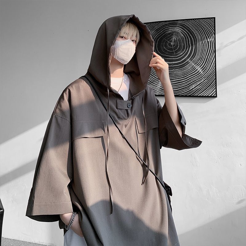 Áo Hoodie Tay Ngắn Phong Cách Hip Hop Nhật Bản Thời Trang Mùa Hè Cho Nam Và Nữ