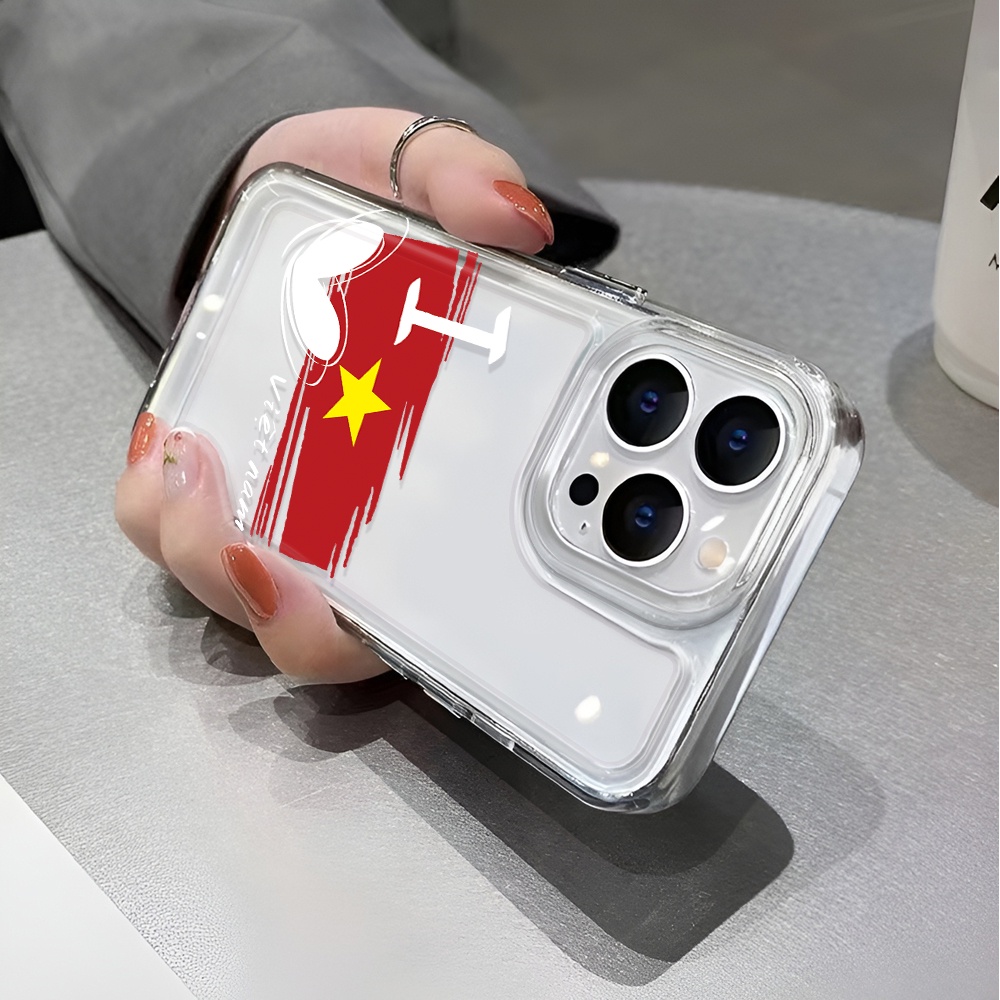 Ốp Điện Thoại Trong Suốt Chống Sốc Họa Tiết Cờ Việt Nam Cho iphone 14 pro max 11 13 12 7 8 Plus X XR XSMax