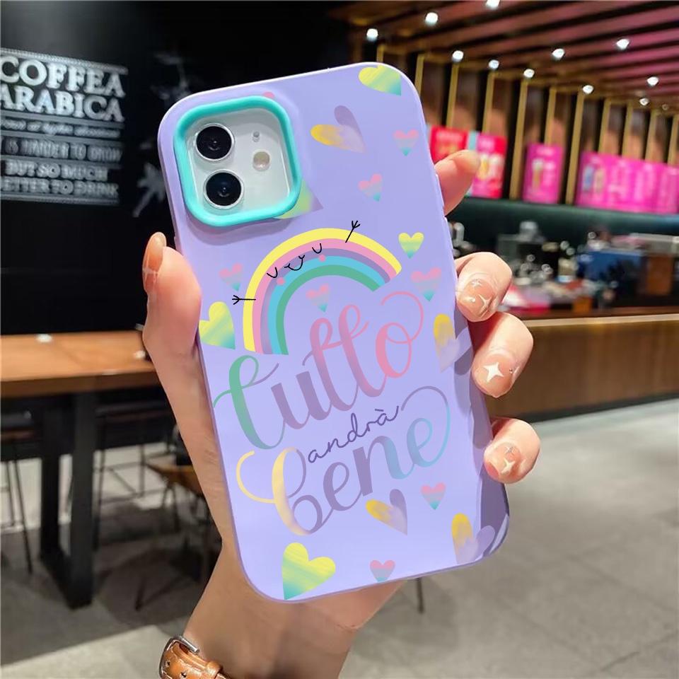 Ốp Điện Thoại silicon Dẻo Màu Cầu Vồng 3 Trong 1 Cho iPhone 14Promax 13 12 11 7Plus 7 X Xs Max XR