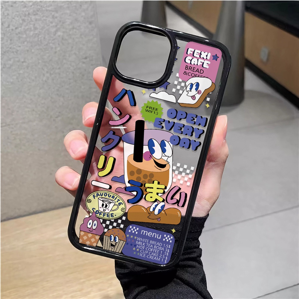 Ốp Điện Thoại Nhựa Acrylic Cứng Trong Suốt Hình Trà Sữa Cho iphone 14promax 11 13 12 7Plus 8 X XS Max