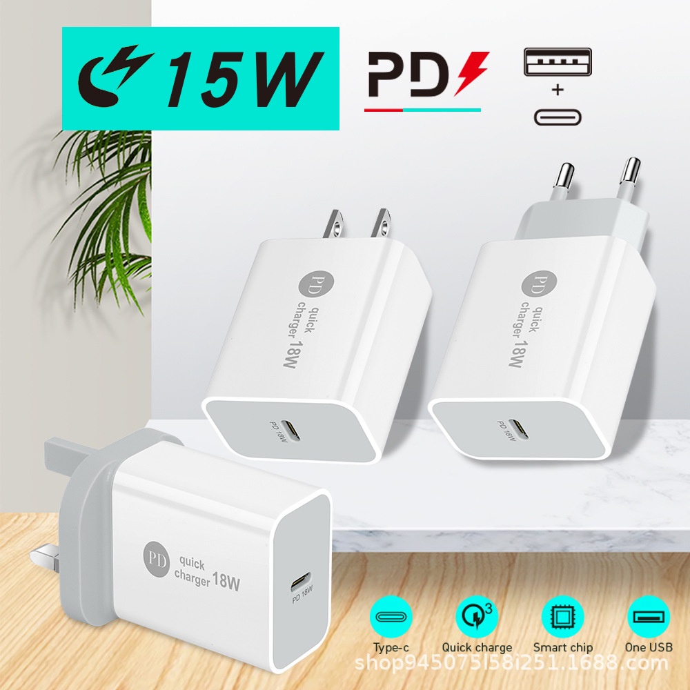 Cục Sạc Nhanh Pd15w Chuẩn Âu Mỹ / Anh Cho Điện Thoại / Máy Tính Bảng