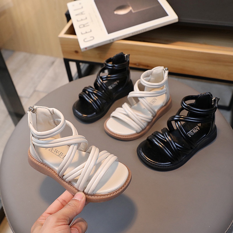 Giày Sandal Đế Mềm Chống Trượt Phong Cách La Mã Thời Trang Mùa Hè Cho Bé Gái 21-36CM