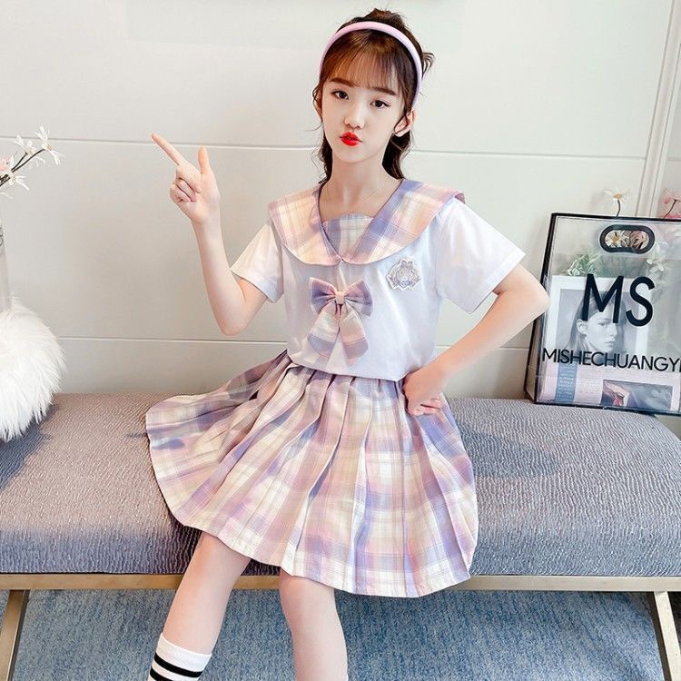 Bộ Đồng Phục Hai Mảnh Phong Cách Preppy Thời Trang 2023 Dành Cho Bé Gái