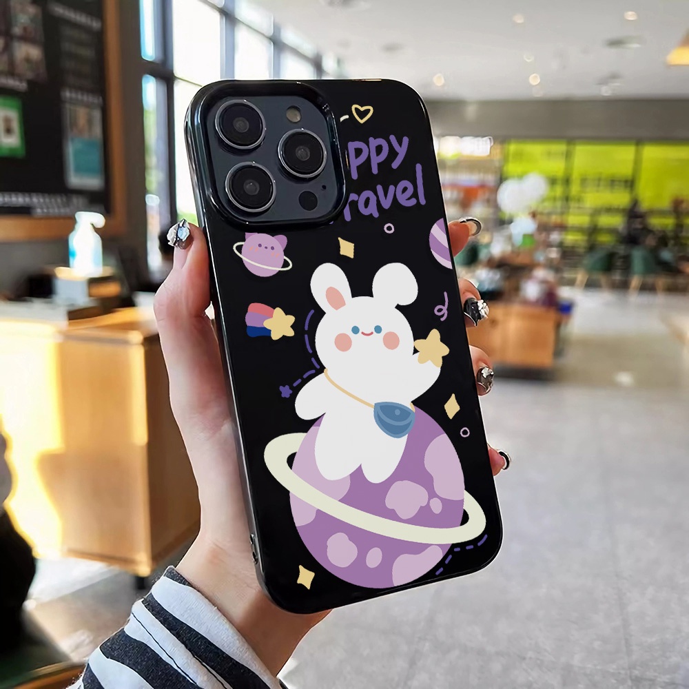 Ốp Điện Thoại Silicone TPU Mềm Bóng In Hình Các Hành Tinh Thỏ Cho iphone 14promax 11 13 12 7Plus 8 X XS Max