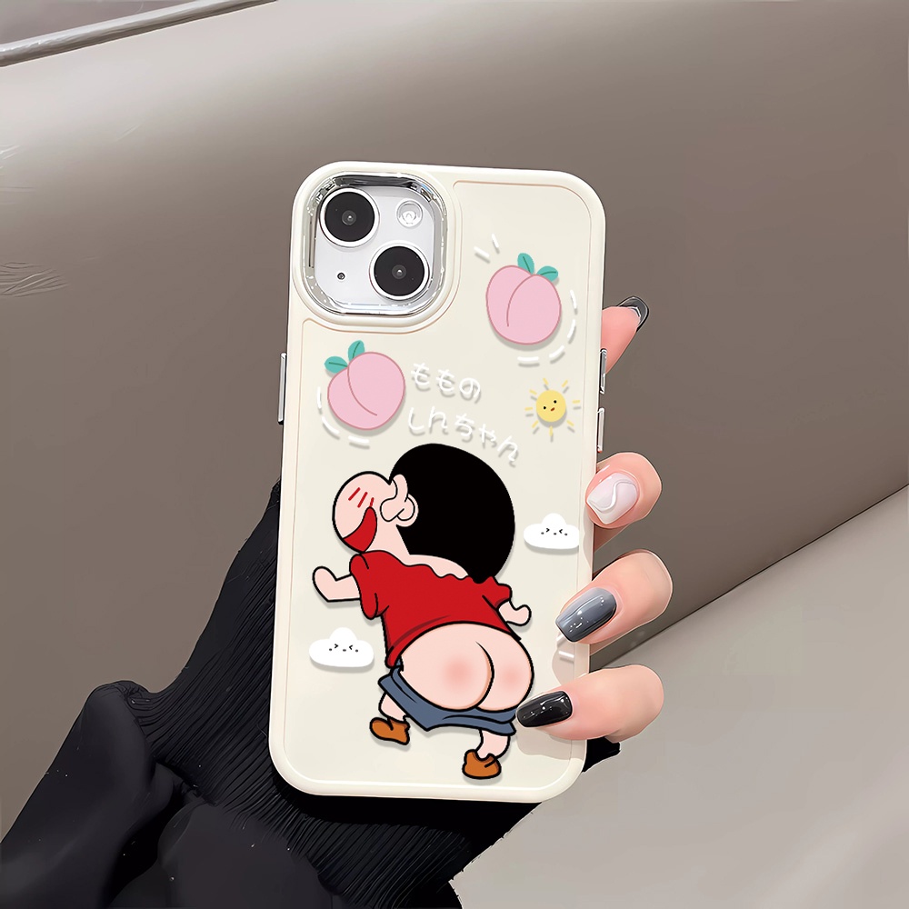 Ốp Điện Thoại Silicone Khung Kim Loại Chống Sốc Hình Cậu Bé Bút Chì Cho iphone 14promax 11 13 12 7Plus 8 X XS Max