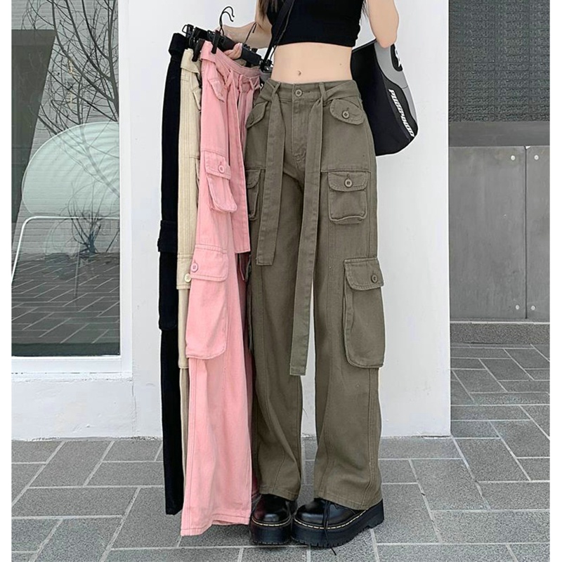Quần Dài Túi Hộp Ống Rộng Kaki Cotton JULY 8 Túi Cạp Cao Nam Nữ Unisex
