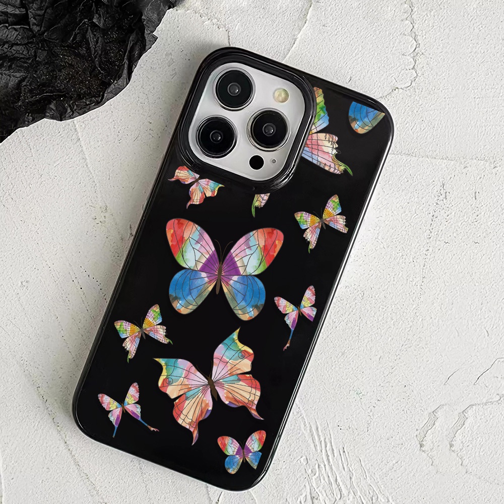 Ốp Điện Thoại Silicone TPU Mềm Bóng In Hình Bướm Nhiều Màu Cho iphone 14promax 11 13 12 7Plus 8 X XS Max