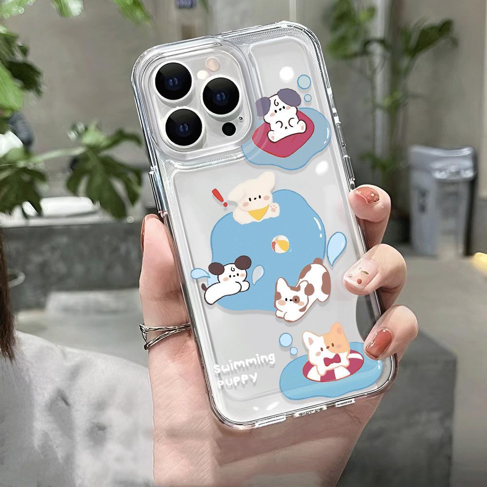 Ốp Điện Thoại Trong Suốt Hình Gấu Bơi Lội Cho iphone 14promax 13 12 11 7Plus 7 8 Plus X XR XSMax