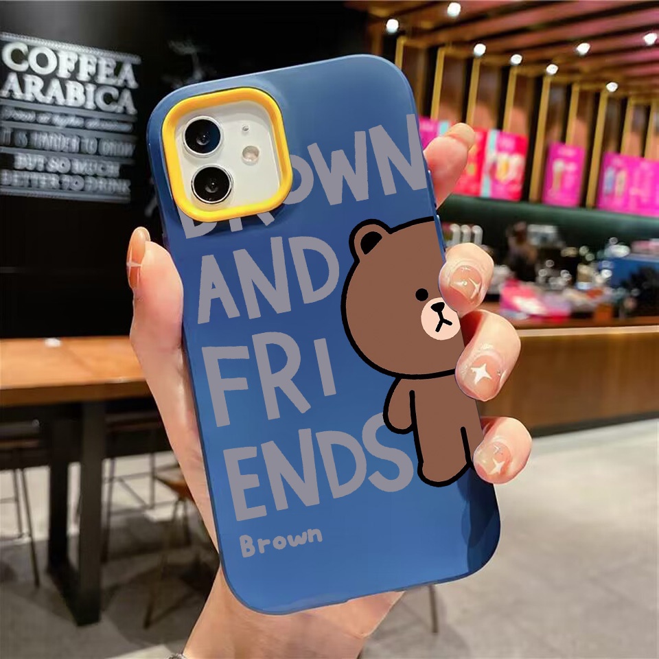 Ốp Điện Thoại silicon Dẻo Hình Gấu Nâu Và Chữ 3 Trong 1 Cho iPhone 14Promax 13 12 11 7Plus 7 X Xs Max XR