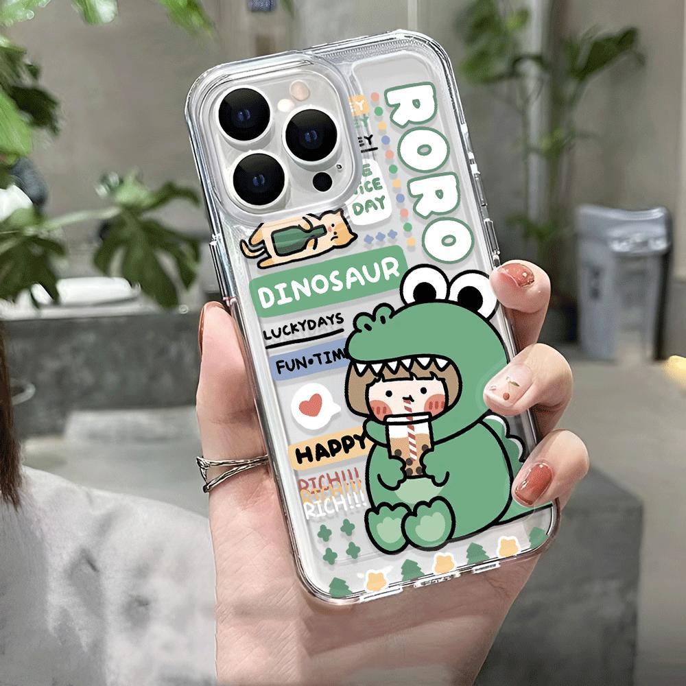 Ốp Điện Thoại Trong Suốt Chống Sốc In Hình Khủng Long Đáng Yêu Cho iphone 14 pro max 11 13 12 7Plus 7 8 X XR XSMax